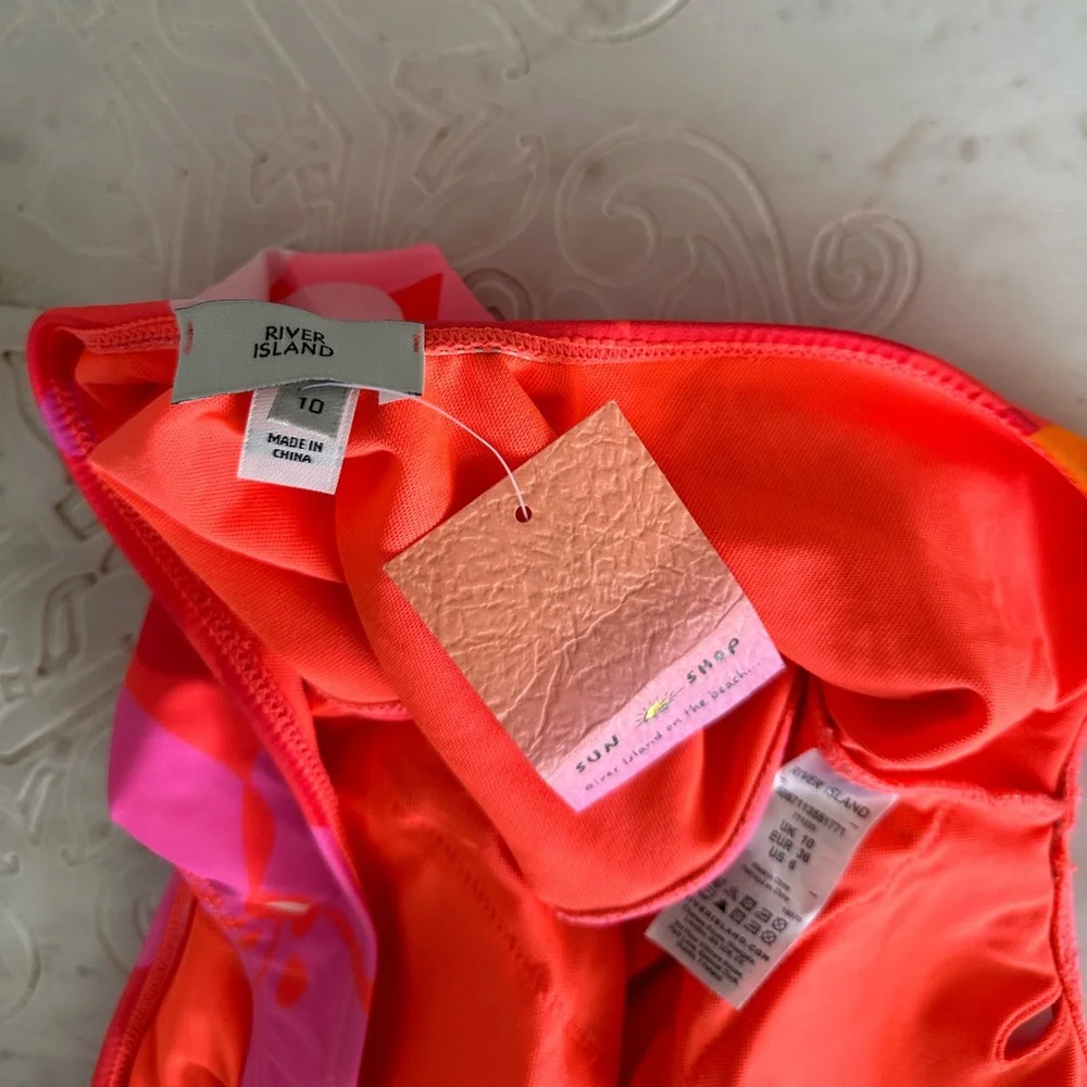 River Island Floral One-Piece Swimsuit in Pink, Orange, White